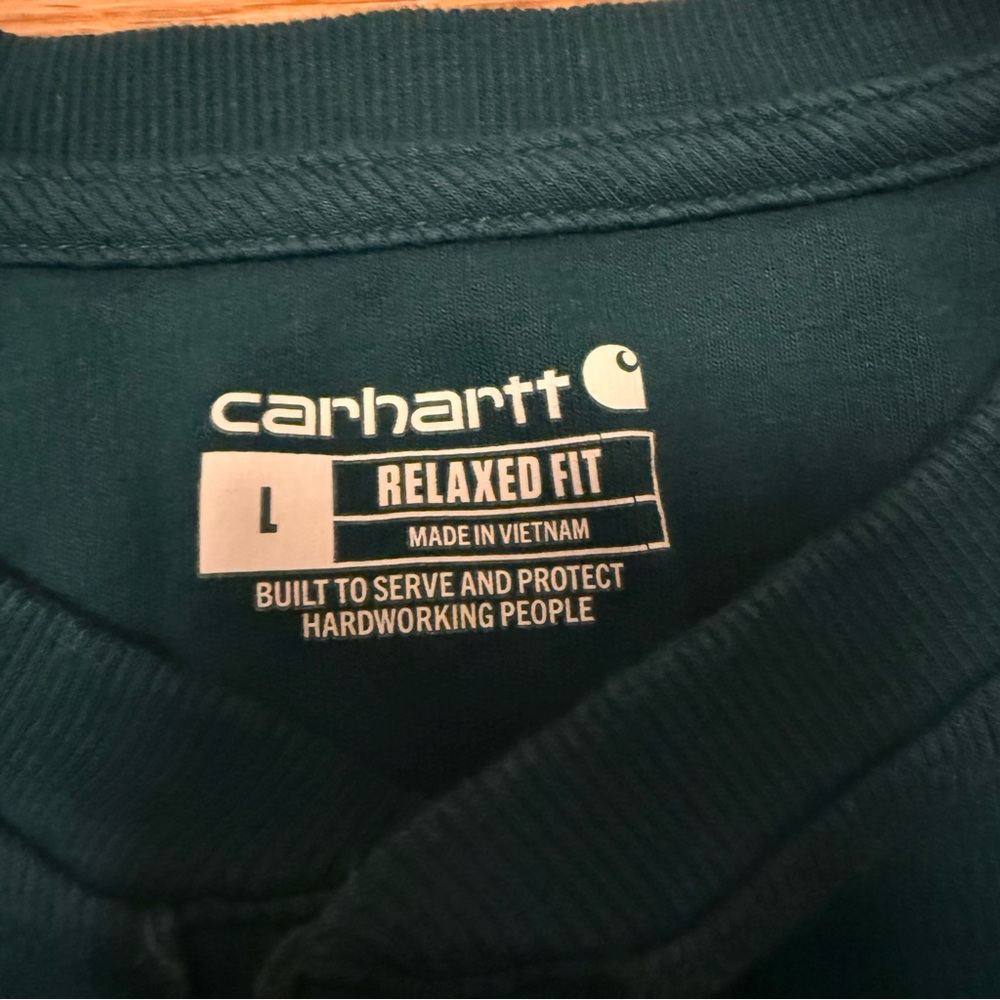 Carhartt Men's Teal Heavyweight Long-Sleeve Henley Pocket Thermal - Picture 2 of 3